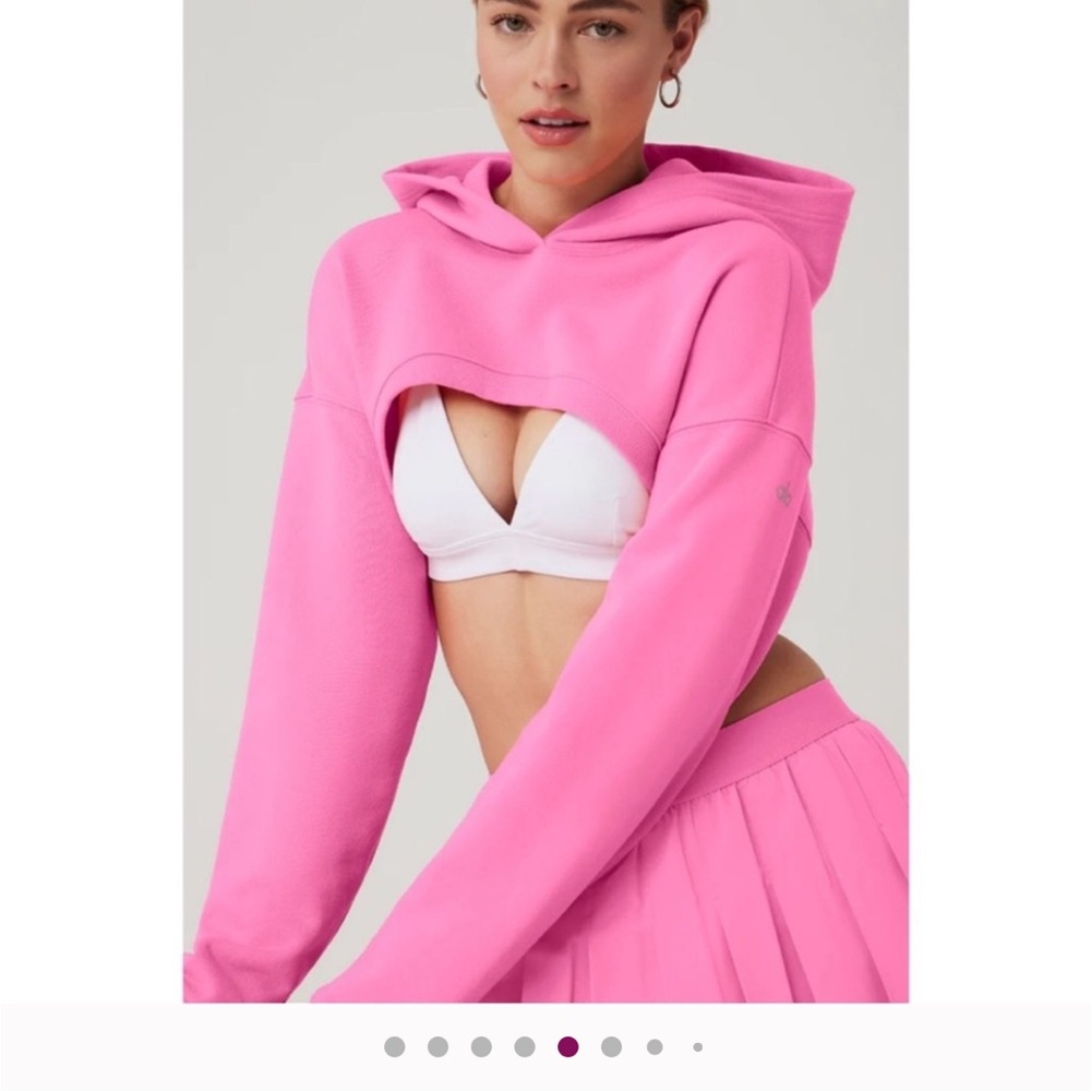 Alo Yoga Cropped Shrug It Off Hoodie Paradise Pink XS NWT